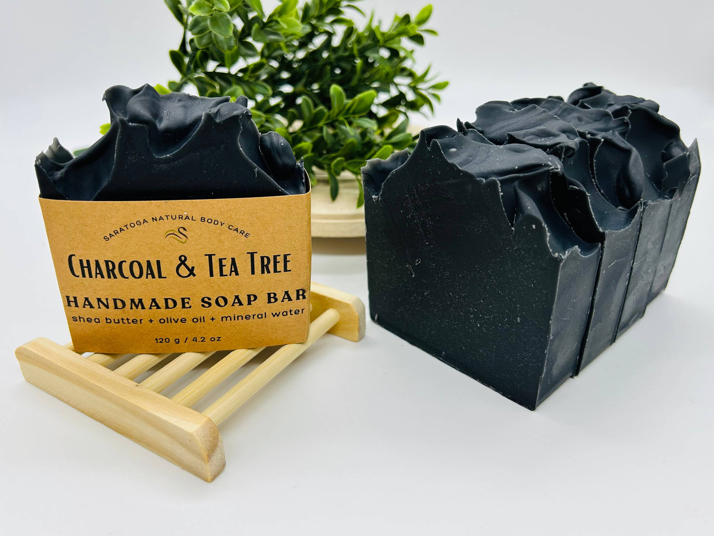 SARATOGA NATURAL BODY CARE LLC - Charcoal Tea Tree Handmade Soap Bar VEGAN NATURAL