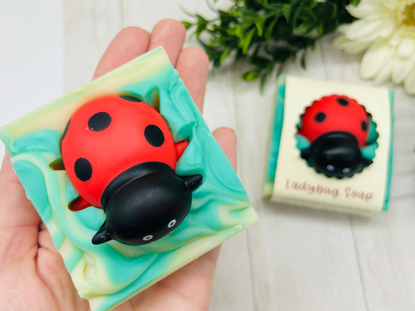 SARATOGA NATURAL BODY CARE LLC - Ladybug Handmade Soap Bar for Kids VEGAN COLD PROCESS